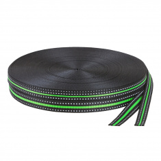 Reflektierender zweifarbiger Riemen Breite 20 mm und 25 mm - Schwarz-Grün - Packung 5 m